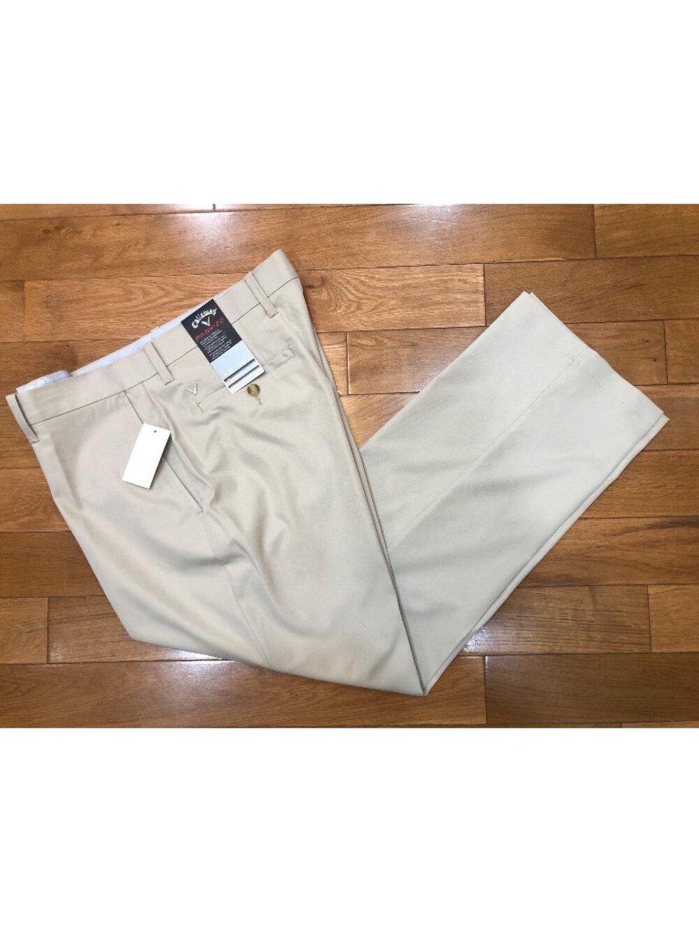 NWT Callaway Pro Spin 2.0 Men's Golf Pants Khaki Beige 100% Polyester Sz 36x30